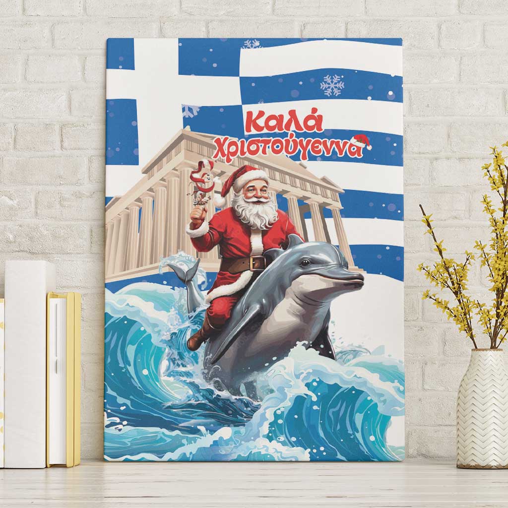 Greece Christmas Canvas Wall Art Santa Claus Riding Dolphin - Wonder Print Shop