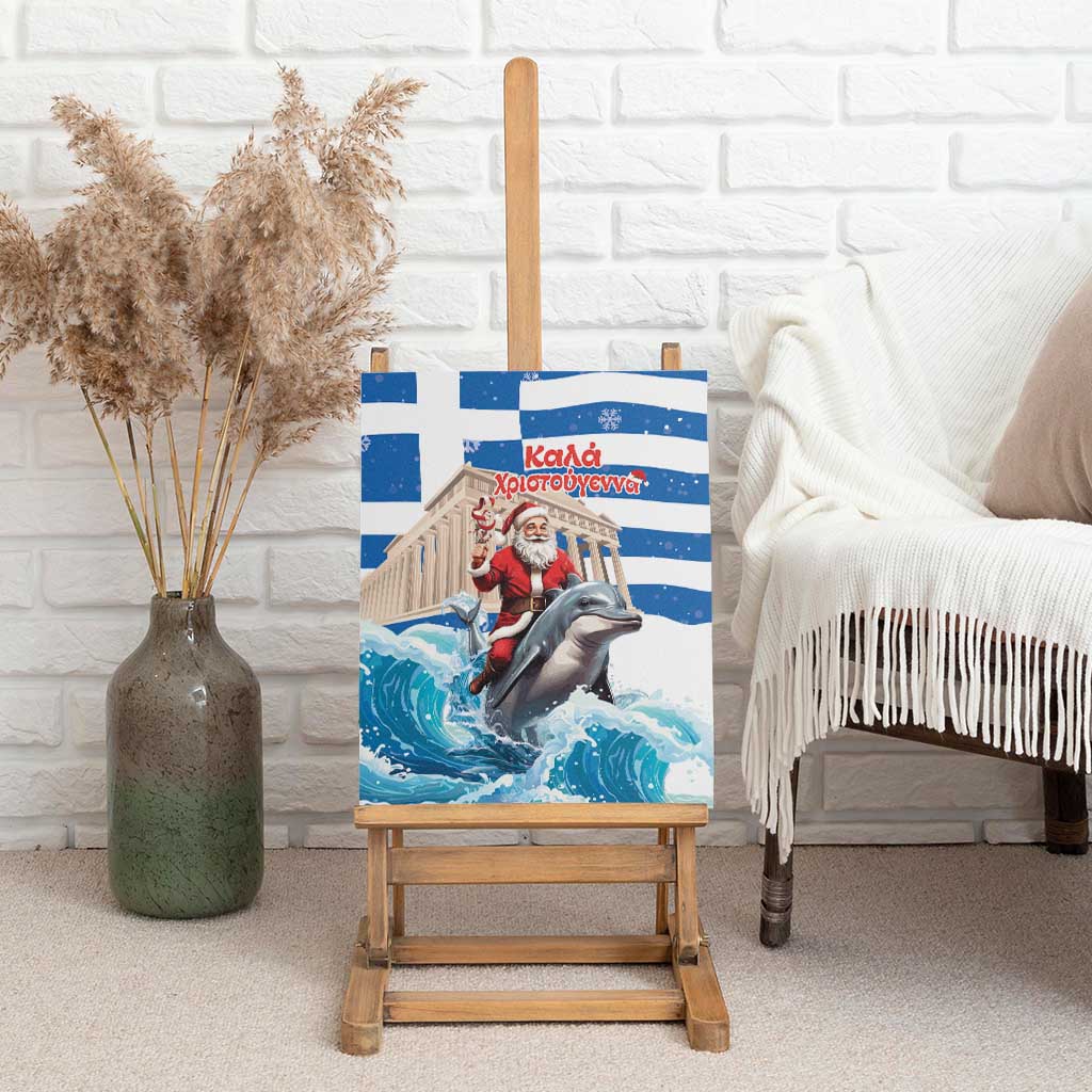 Greece Christmas Canvas Wall Art Santa Claus Riding Dolphin - Wonder Print Shop