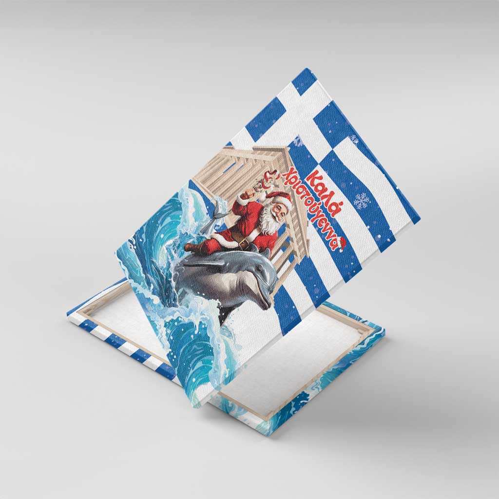 Greece Christmas Canvas Wall Art Santa Claus Riding Dolphin - Wonder Print Shop