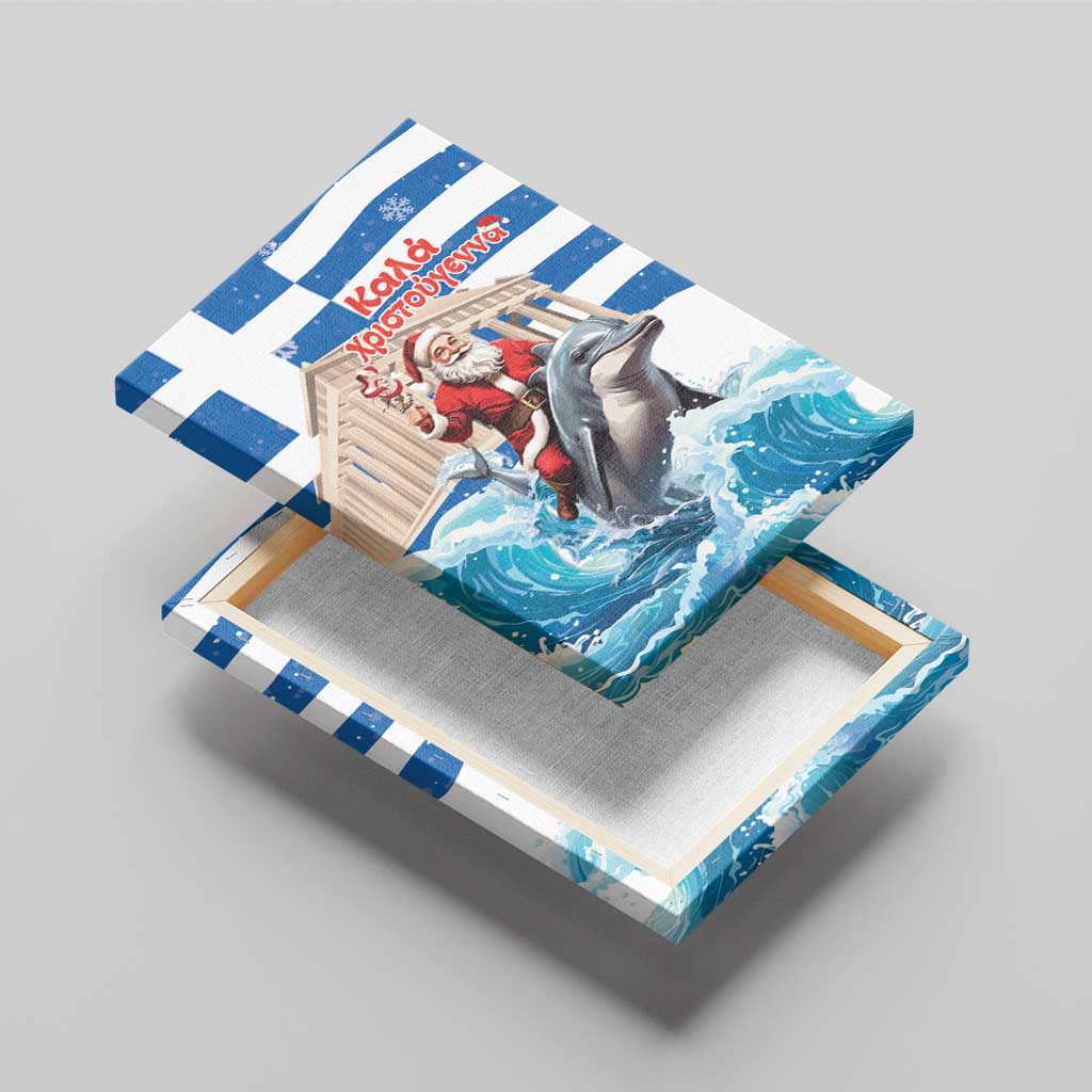 Greece Christmas Canvas Wall Art Santa Claus Riding Dolphin - Wonder Print Shop