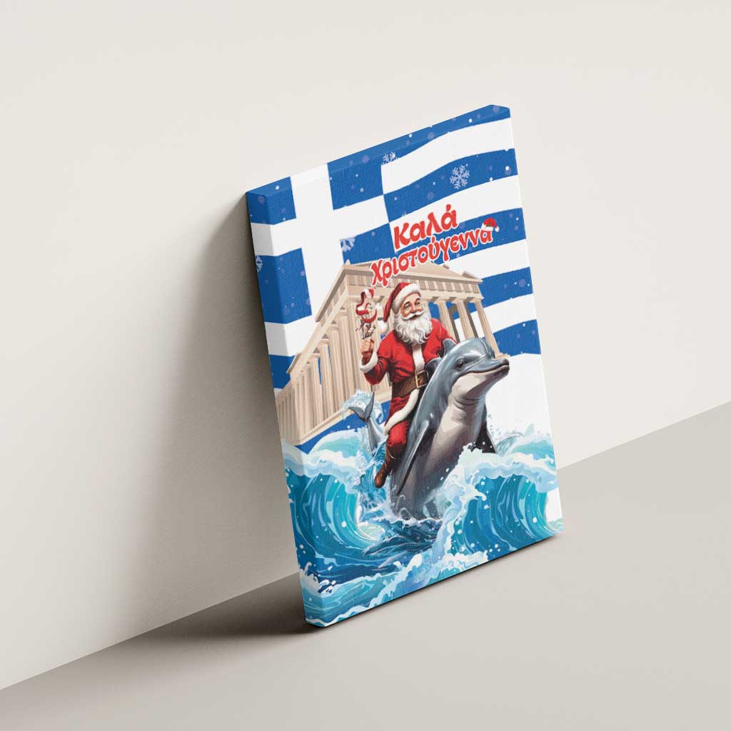 Greece Christmas Canvas Wall Art Santa Claus Riding Dolphin - Wonder Print Shop