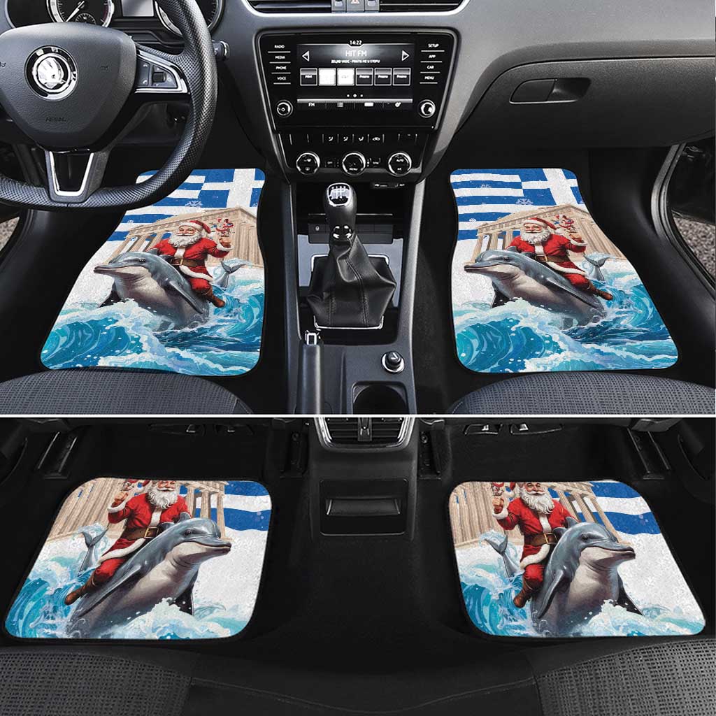 Greece Christmas Car Mats Santa Claus Riding Dolphin - Wonder Print Shop