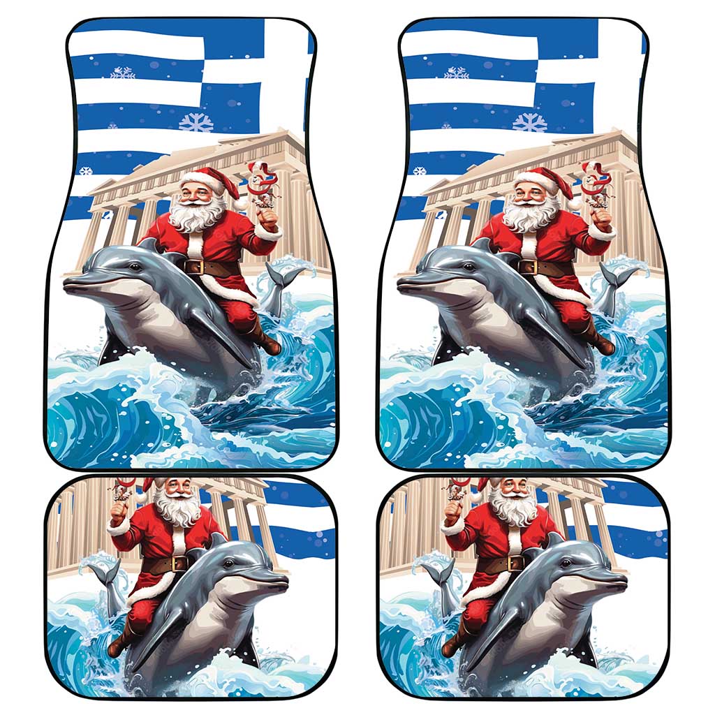Greece Christmas Car Mats Santa Claus Riding Dolphin - Wonder Print Shop