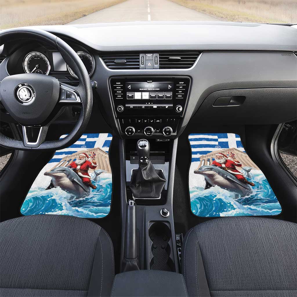 Greece Christmas Car Mats Santa Claus Riding Dolphin - Wonder Print Shop