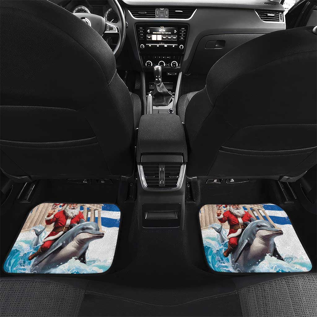 Greece Christmas Car Mats Santa Claus Riding Dolphin - Wonder Print Shop