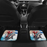 Greece Christmas Car Mats Santa Claus Riding Dolphin - Wonder Print Shop