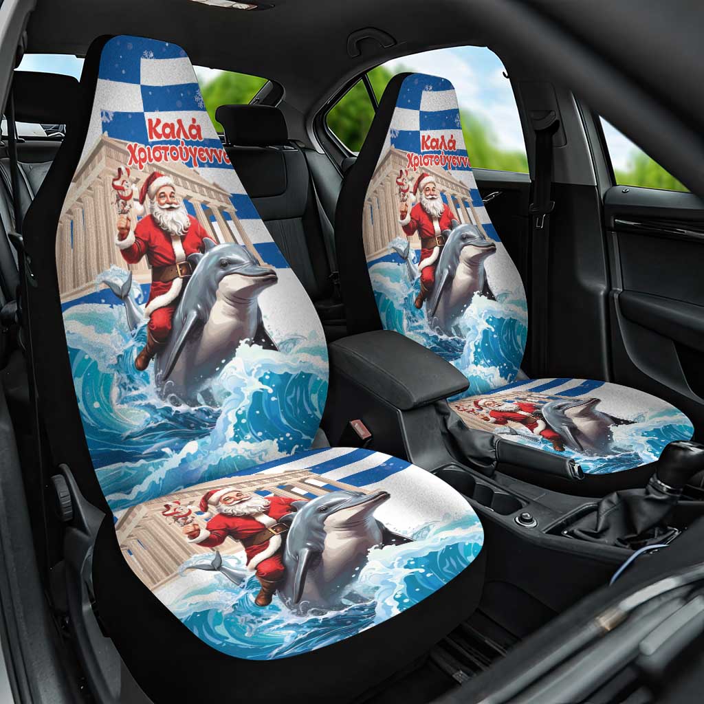 Greece Christmas Car Seat Cover Santa Claus Riding Dolphin - Wonder Print Shop