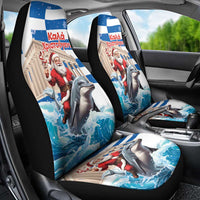 Greece Christmas Car Seat Cover Santa Claus Riding Dolphin - Wonder Print Shop