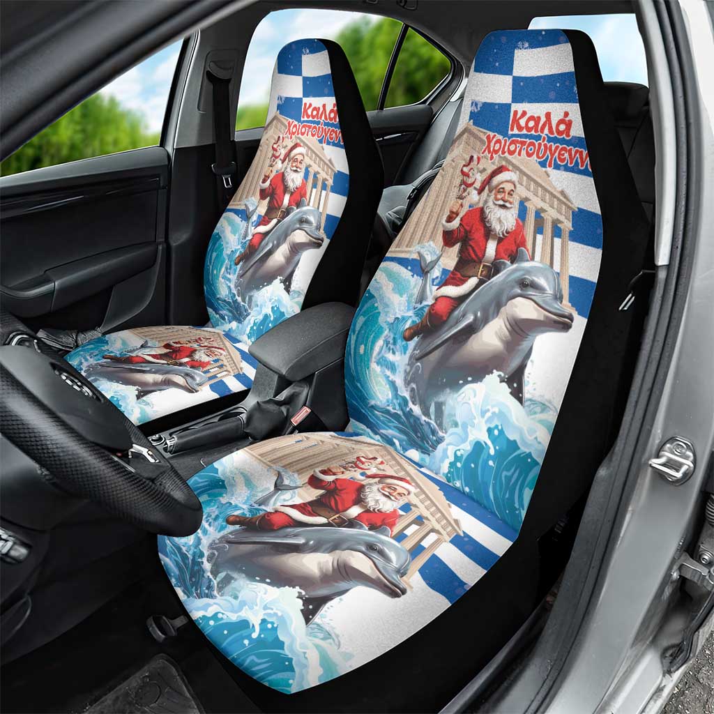 Greece Christmas Car Seat Cover Santa Claus Riding Dolphin - Wonder Print Shop