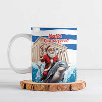 Greece Christmas Ceramic Mug Santa Claus Riding Dolphin - Wonder Print Shop