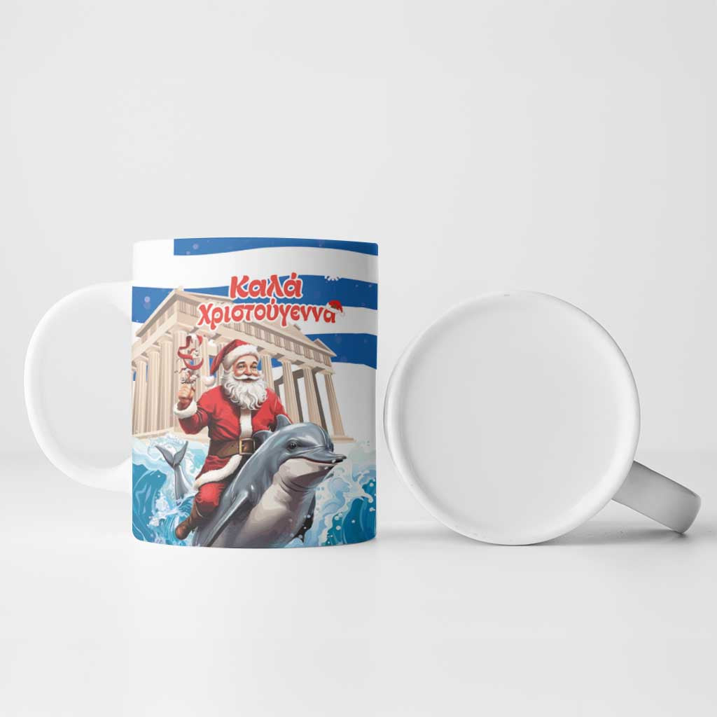 Greece Christmas Ceramic Mug Santa Claus Riding Dolphin - Wonder Print Shop
