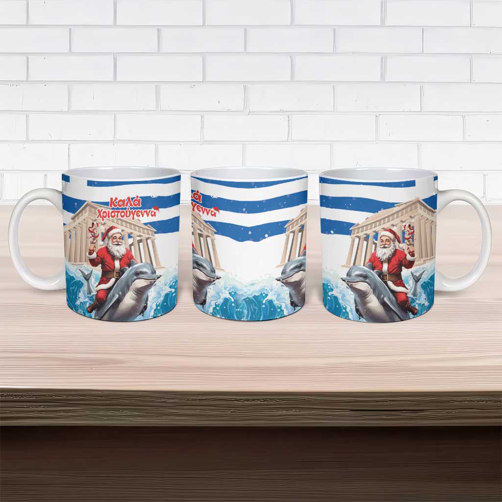 Greece Christmas Ceramic Mug Santa Claus Riding Dolphin - Wonder Print Shop