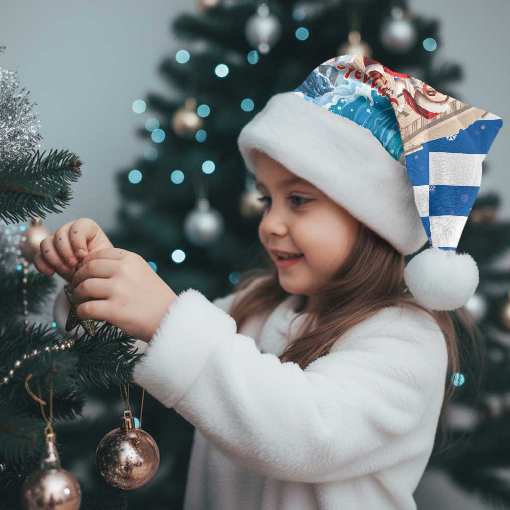 Greece Christmas Santa Hat Santa Claus Riding Dolphin - Wonder Print Shop