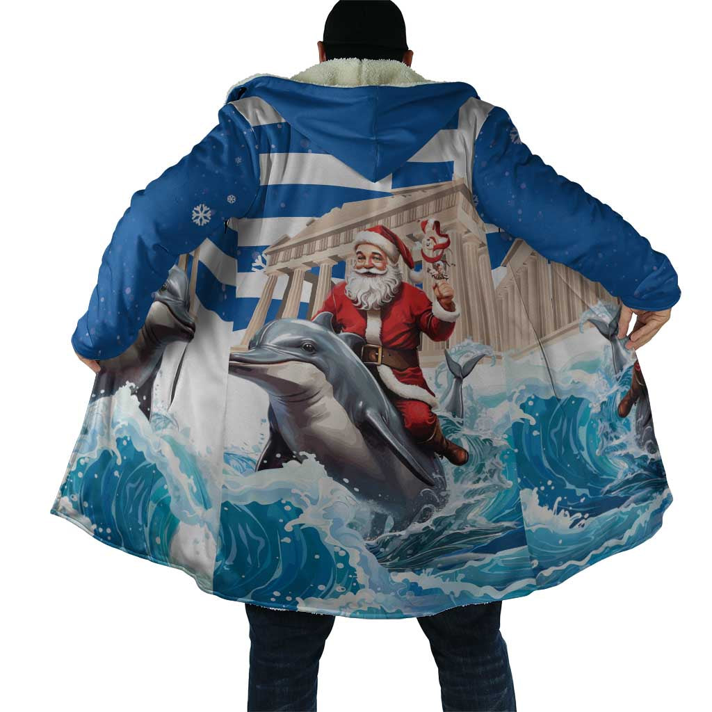 Greece Christmas Cloak Santa Claus Riding Dolphin - Wonder Print Shop
