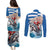 Greece Christmas Couples Matching Puletasi and Long Sleeve Button Shirt Santa Claus Riding Dolphin - Wonder Print Shop