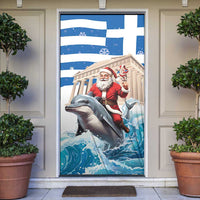 Greece Christmas Door Cover Santa Claus Riding Dolphin - Wonder Print Shop