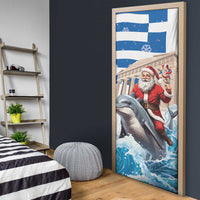 Greece Christmas Door Cover Santa Claus Riding Dolphin - Wonder Print Shop