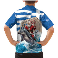 Greece Christmas Family Matching Mermaid Dress and Hawaiian Shirt Santa Claus Riding Dolphin - Wonder Print Shop