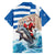 Greece Christmas Family Matching Off The Shoulder Long Sleeve Dress and Hawaiian Shirt Santa Claus Riding Dolphin - Wonder Print Shop