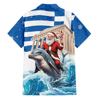 Greece Christmas Family Matching Tank Maxi Dress and Hawaiian Shirt Santa Claus Riding Dolphin - Wonder Print Shop