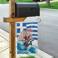 Greece Christmas Garden Flag Santa Claus Riding Dolphin - Wonder Print Shop