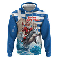 Greece Christmas Hoodie Santa Claus Riding Dolphin - Wonder Print Shop