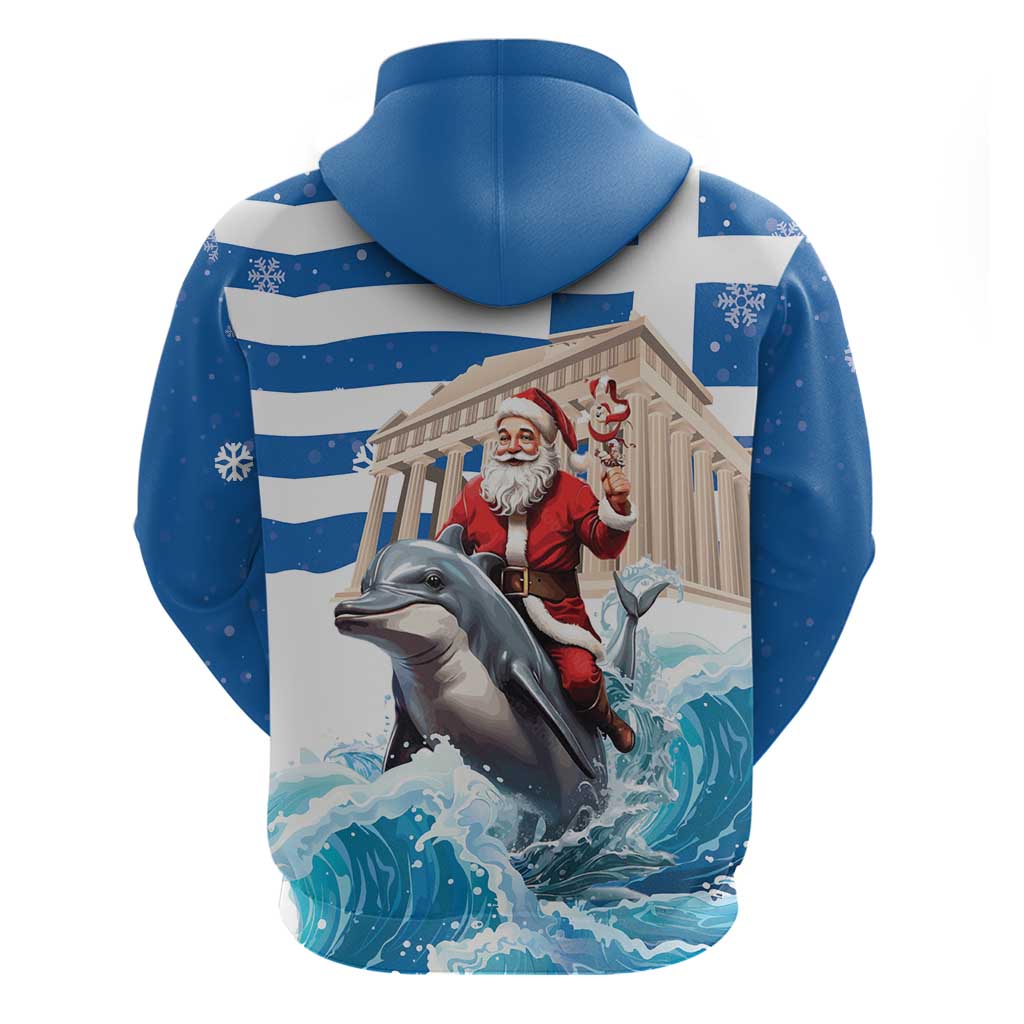 Greece Christmas Hoodie Santa Claus Riding Dolphin - Wonder Print Shop