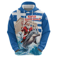 Greece Christmas Hoodie Santa Claus Riding Dolphin - Wonder Print Shop
