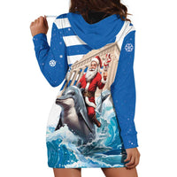 Greece Christmas Hoodie Dress Santa Claus Riding Dolphin - Wonder Print Shop