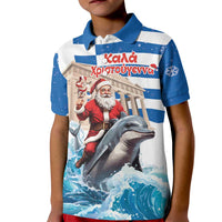 Greece Christmas Kid Polo Shirt Santa Claus Riding Dolphin - Wonder Print Shop