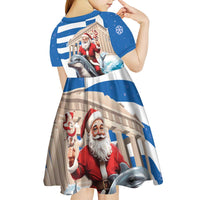 Greece Christmas Kid Short Sleeve Dress Santa Claus Riding Dolphin - Wonder Print Shop