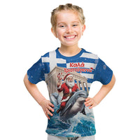 Greece Christmas Kid T Shirt Santa Claus Riding Dolphin - Wonder Print Shop