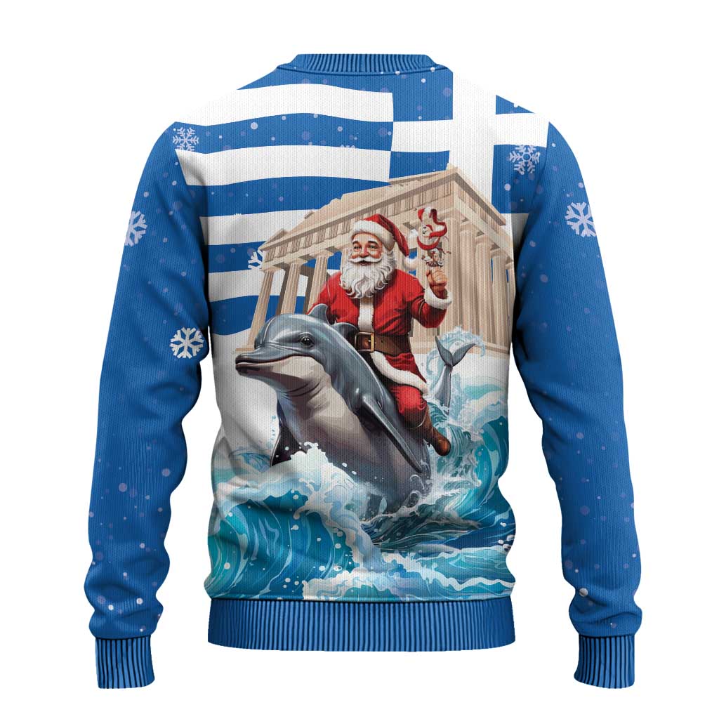 Greece Christmas Ugly Christmas Sweater Santa Claus Riding Dolphin - Wonder Print Shop