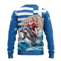 Greece Christmas Ugly Christmas Sweater Santa Claus Riding Dolphin - Wonder Print Shop