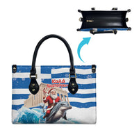 Greece Christmas Leather Bag Santa Claus Riding Dolphin - Wonder Print Shop