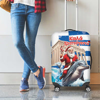 Greece Christmas Luggage Cover Santa Claus Riding Dolphin - Wonder Print Shop