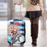 Greece Christmas Luggage Cover Santa Claus Riding Dolphin - Wonder Print Shop
