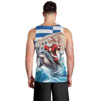 Greece Christmas Men Tank Top Santa Claus Riding Dolphin - Wonder Print Shop