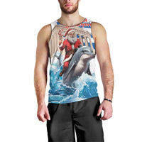 Greece Christmas Men Tank Top Santa Claus Riding Dolphin - Wonder Print Shop