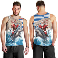 Greece Christmas Men Tank Top Santa Claus Riding Dolphin - Wonder Print Shop