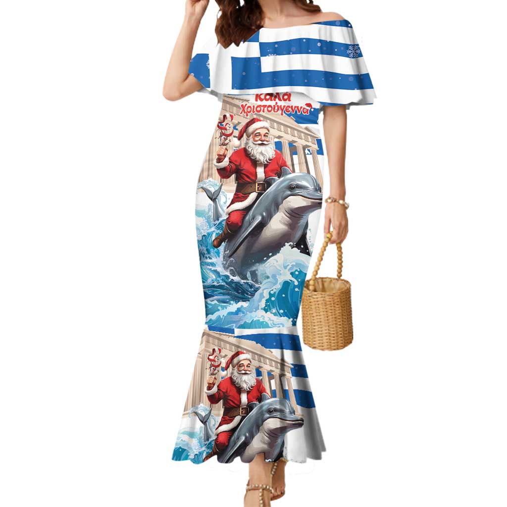 Greece Christmas Mermaid Dress Santa Claus Riding Dolphin - Wonder Print Shop