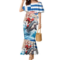 Greece Christmas Mermaid Dress Santa Claus Riding Dolphin - Wonder Print Shop