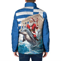 Greece Christmas Padded Jacket Santa Claus Riding Dolphin - Wonder Print Shop