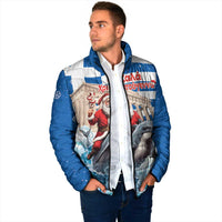Greece Christmas Padded Jacket Santa Claus Riding Dolphin - Wonder Print Shop