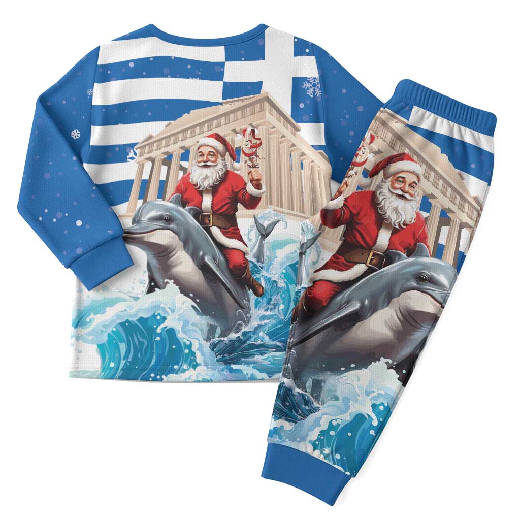 Greece Christmas Pajama Set Santa Claus Riding Dolphin - Wonder Print Shop