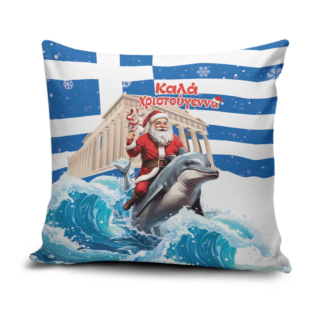 Greece Christmas Pillow Cover Santa Claus Riding Dolphin - Wonder Print Shop