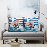 Greece Christmas Pillow Cover Santa Claus Riding Dolphin - Wonder Print Shop