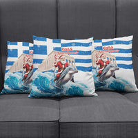 Greece Christmas Pillow Cover Santa Claus Riding Dolphin - Wonder Print Shop