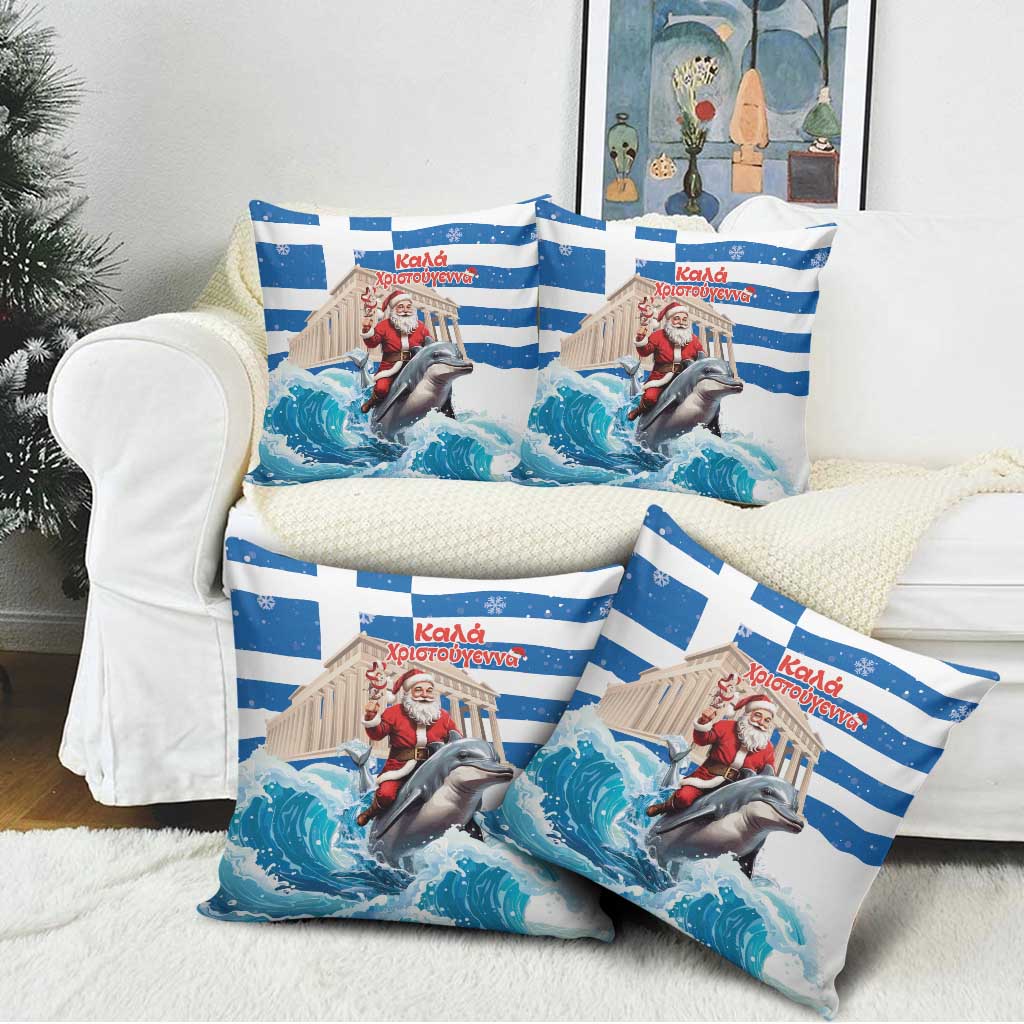Greece Christmas Pillow Cover Santa Claus Riding Dolphin - Wonder Print Shop