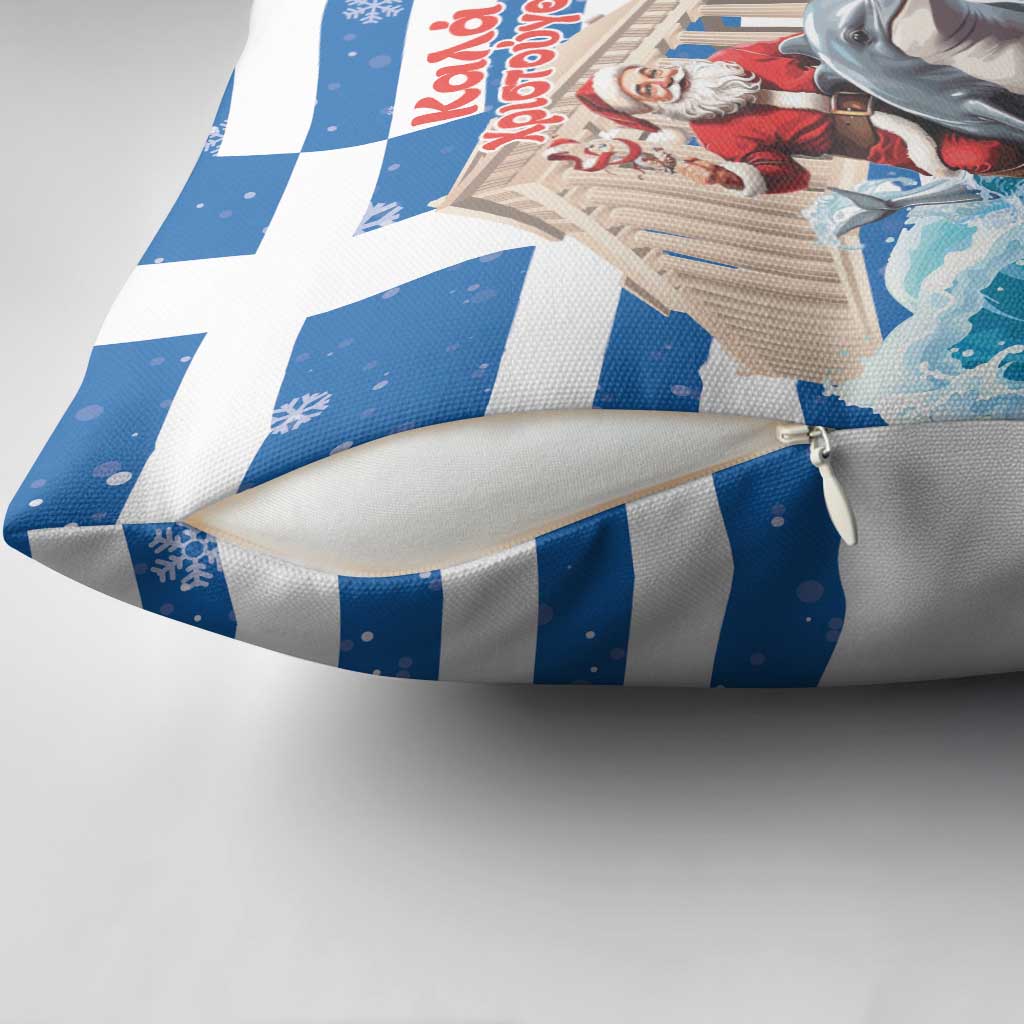 Greece Christmas Pillow Cover Santa Claus Riding Dolphin - Wonder Print Shop